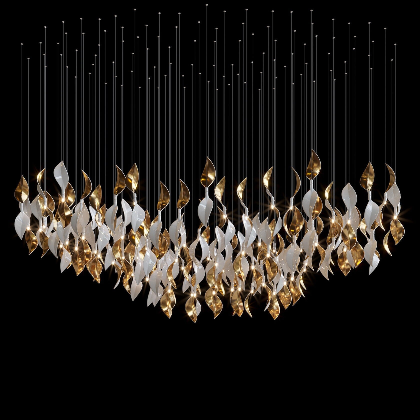White Twist Leaf Garland Chandelier