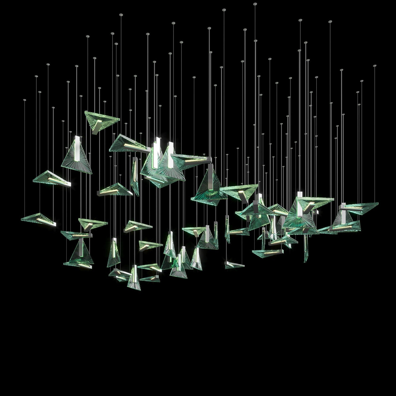 Green Prism Kite Chandelier
