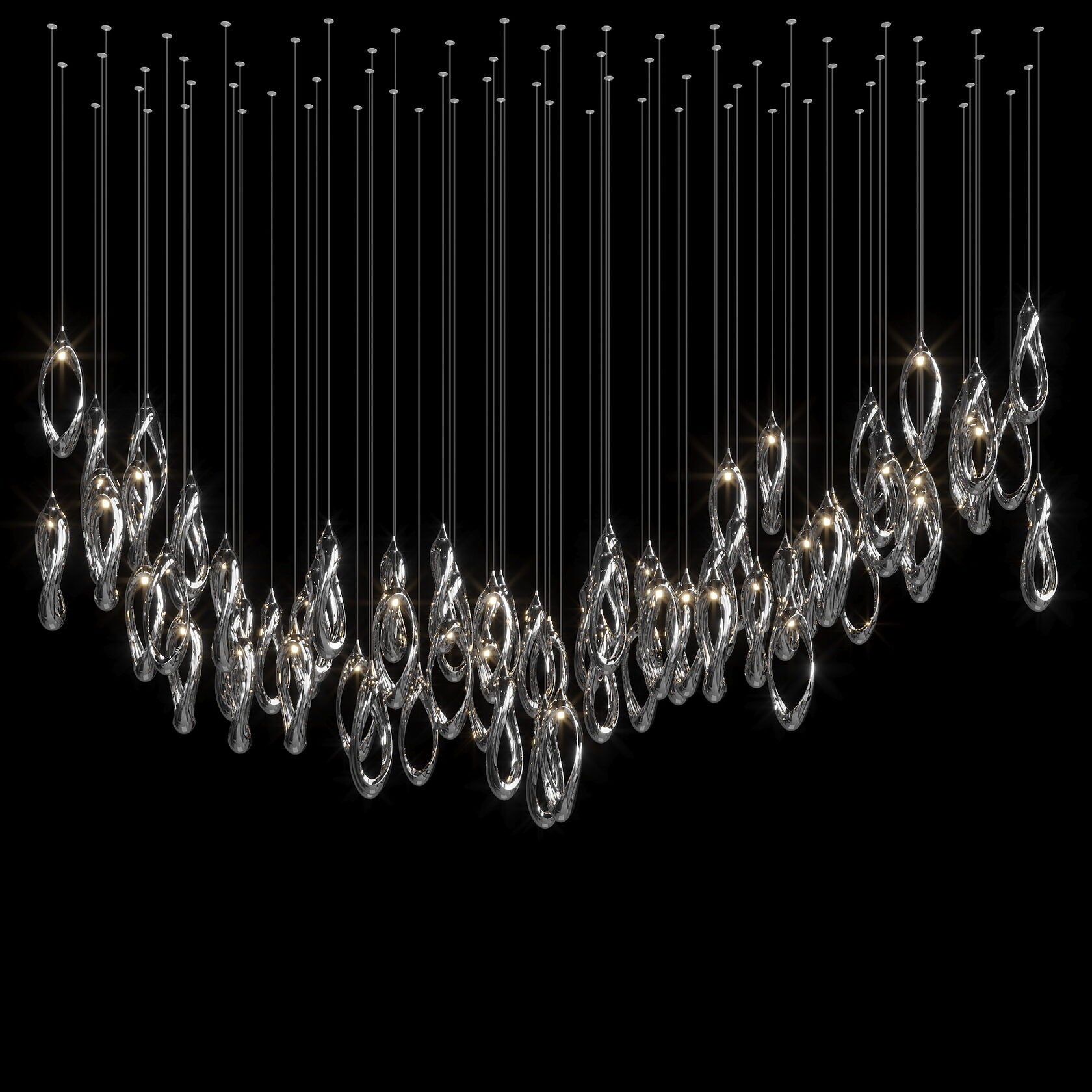 White Ribbon Loop Chandelier