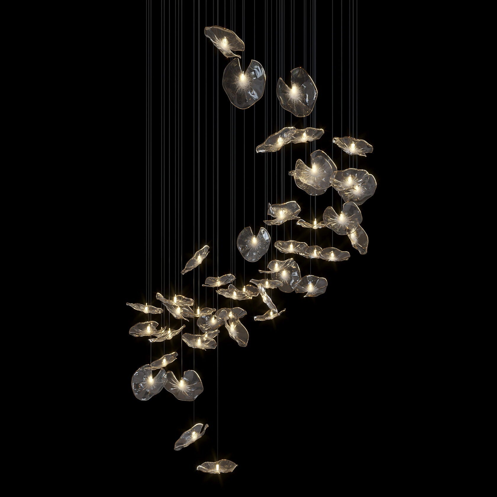 Smoke Glass Lily Cluster Chandelier