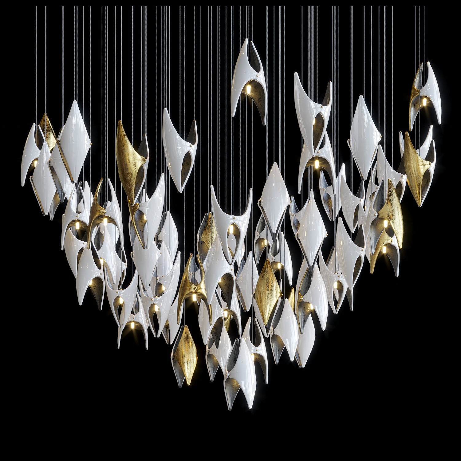 White Gold Diamond Cascade Chandelier