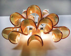 Murano Wall Lamp | 10 Caramel-Coloured Petal Glass | Set of 2