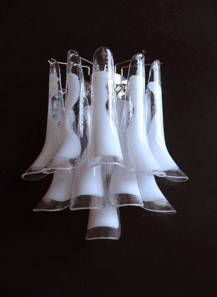 Murano Wall Lamp | 10 White Petal Glass | Set of 2