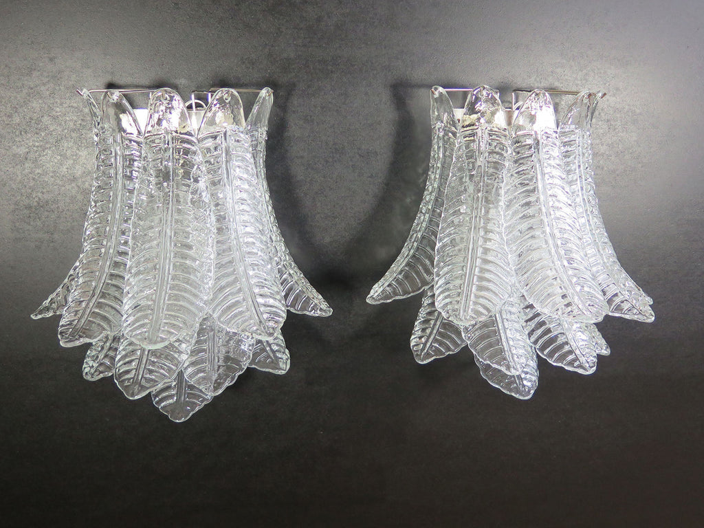 Murano Wall Lamp | 10 Clear Felci Glass | Set of 2