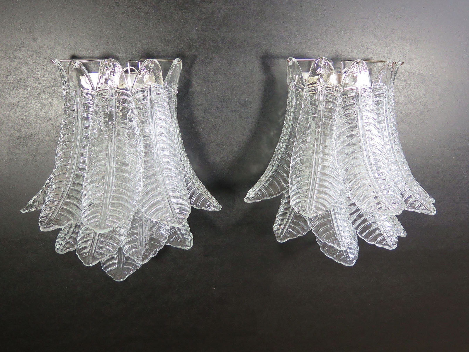 Murano Wall Lamp | 10 Clear Felci Glass | Set of 2