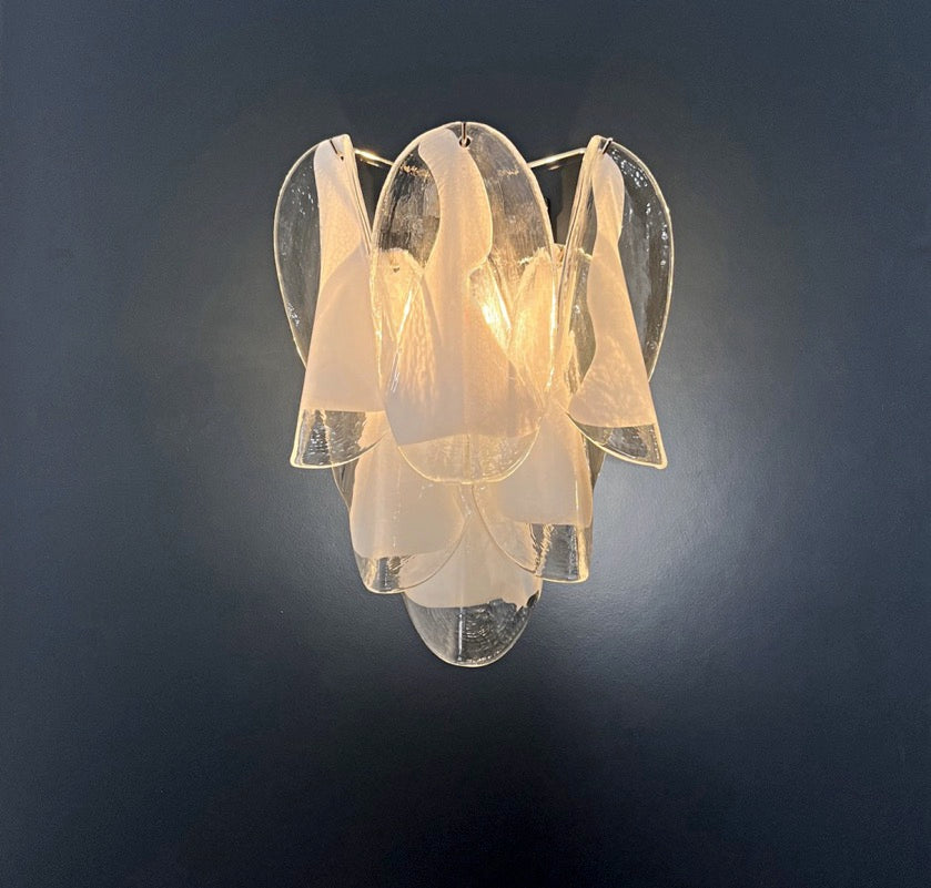 Murano Wall Lamp | 12 Clear White Rondini Glass | Set of 2