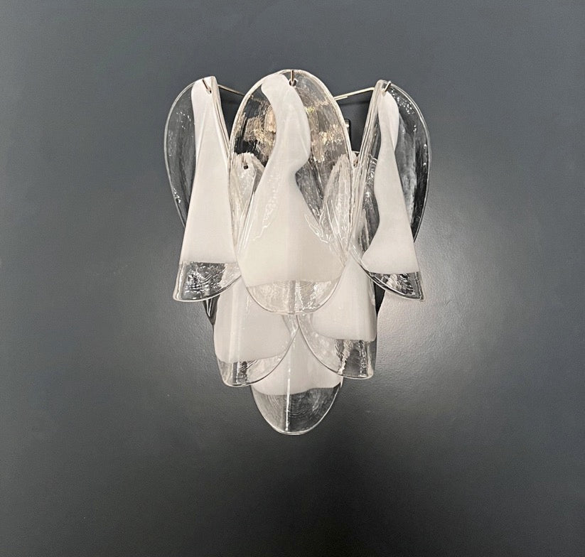 Murano Wall Lamp | 12 Clear White Rondini Glass | Set of 2
