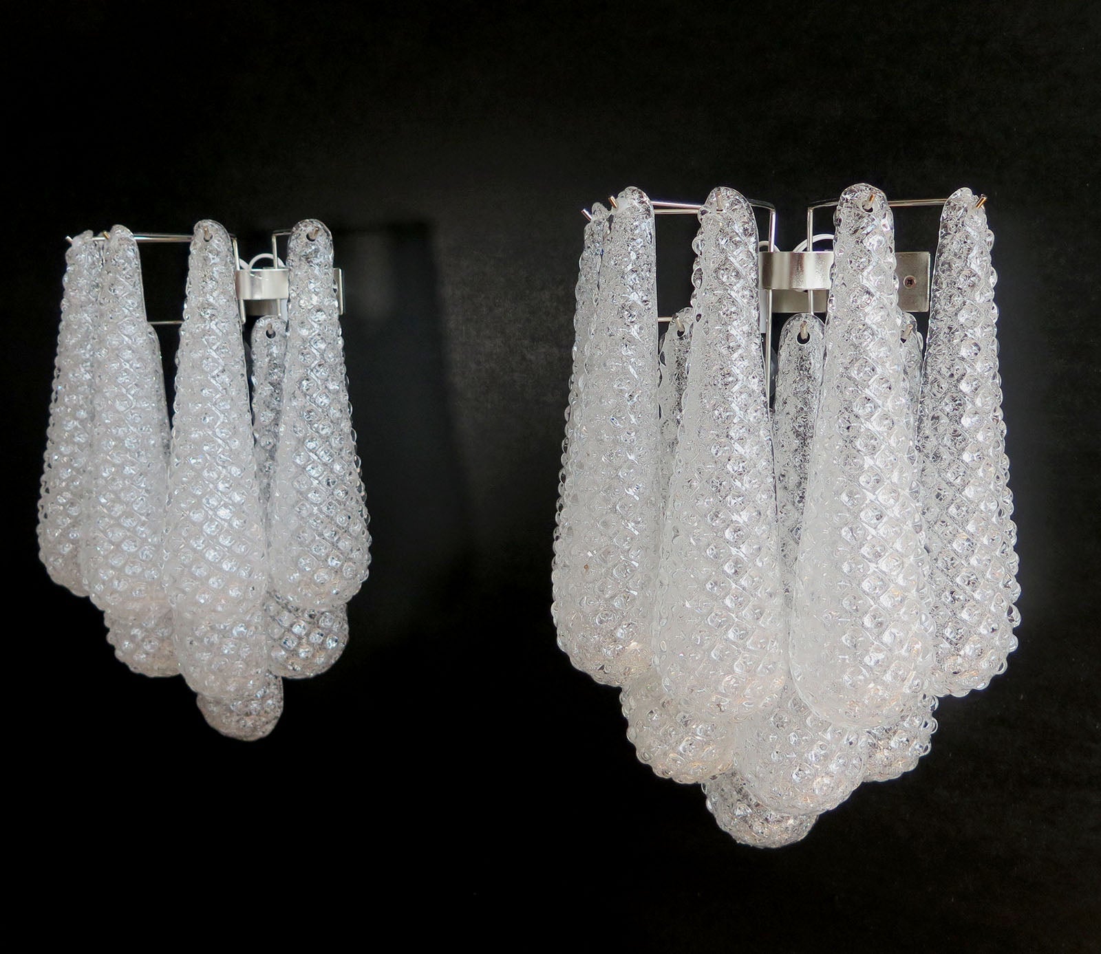 Murano Wall Lamp | 10 Clear Drop Glass | Set of 2