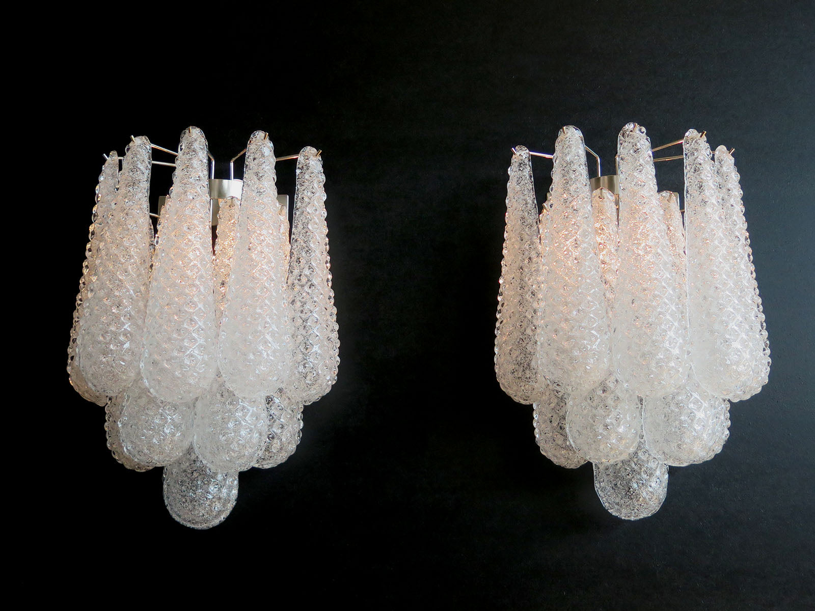 Murano Wall Lamp | 10 Clear Drop Glass | Set of 2