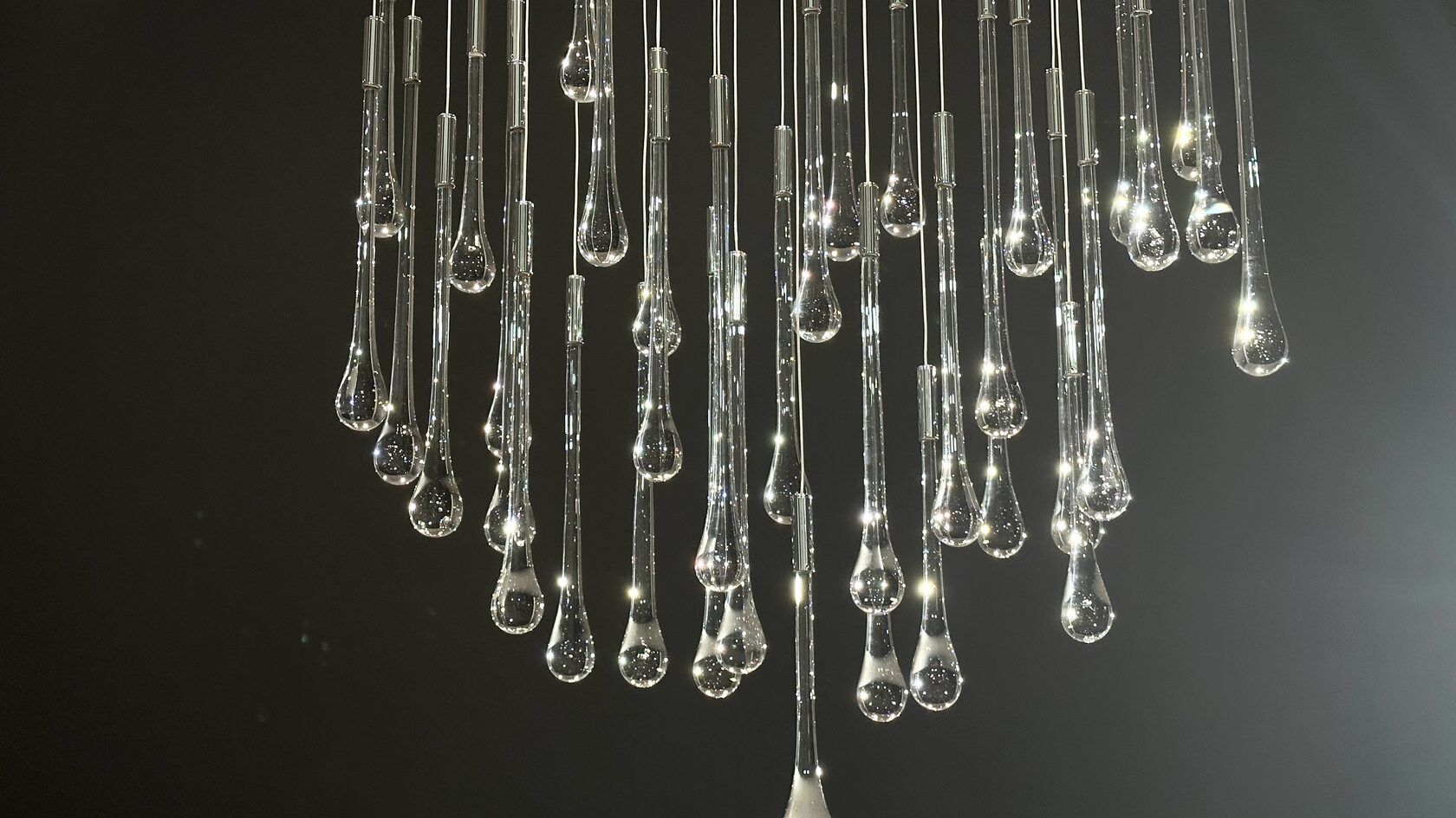 Crystal Teardrop Tube Rain Chandelier