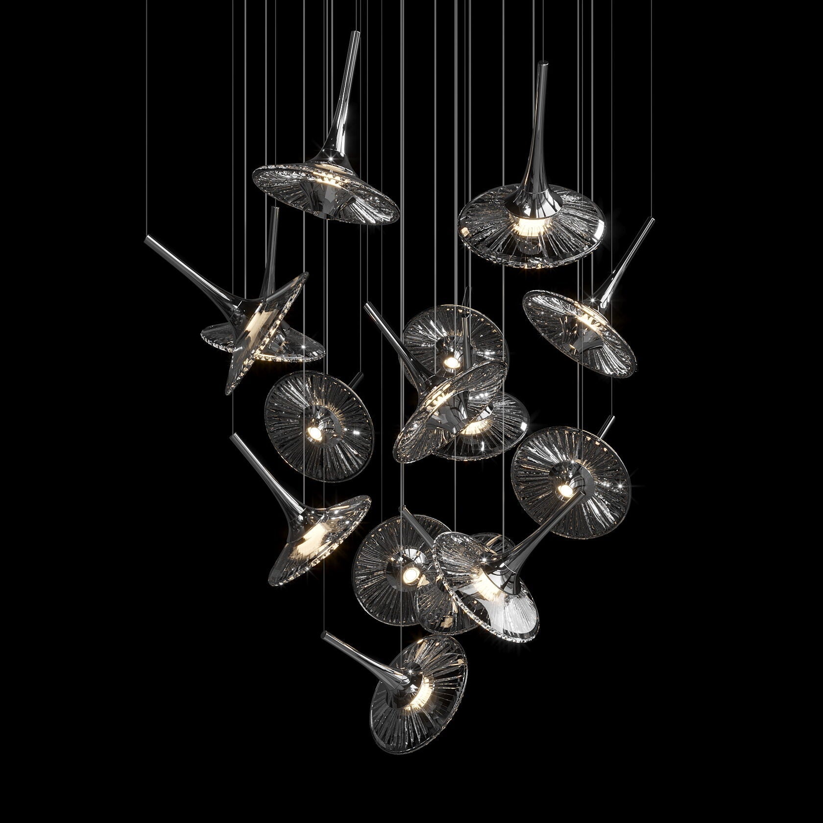 Smoke Saucer Cluster Chandelier