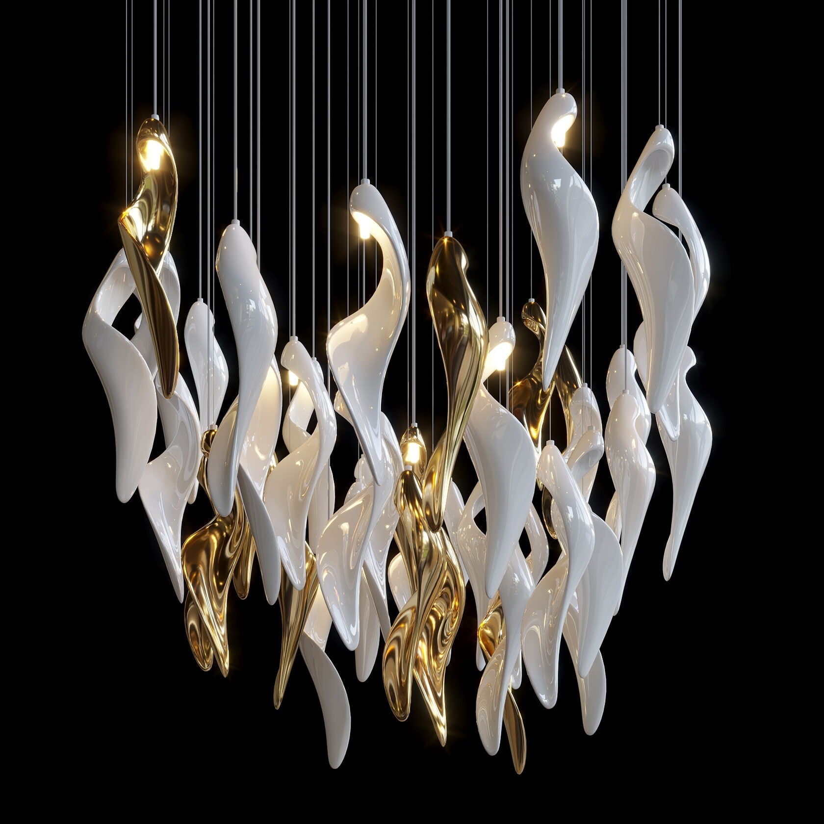 White Gold Calla Cascade Chandelier