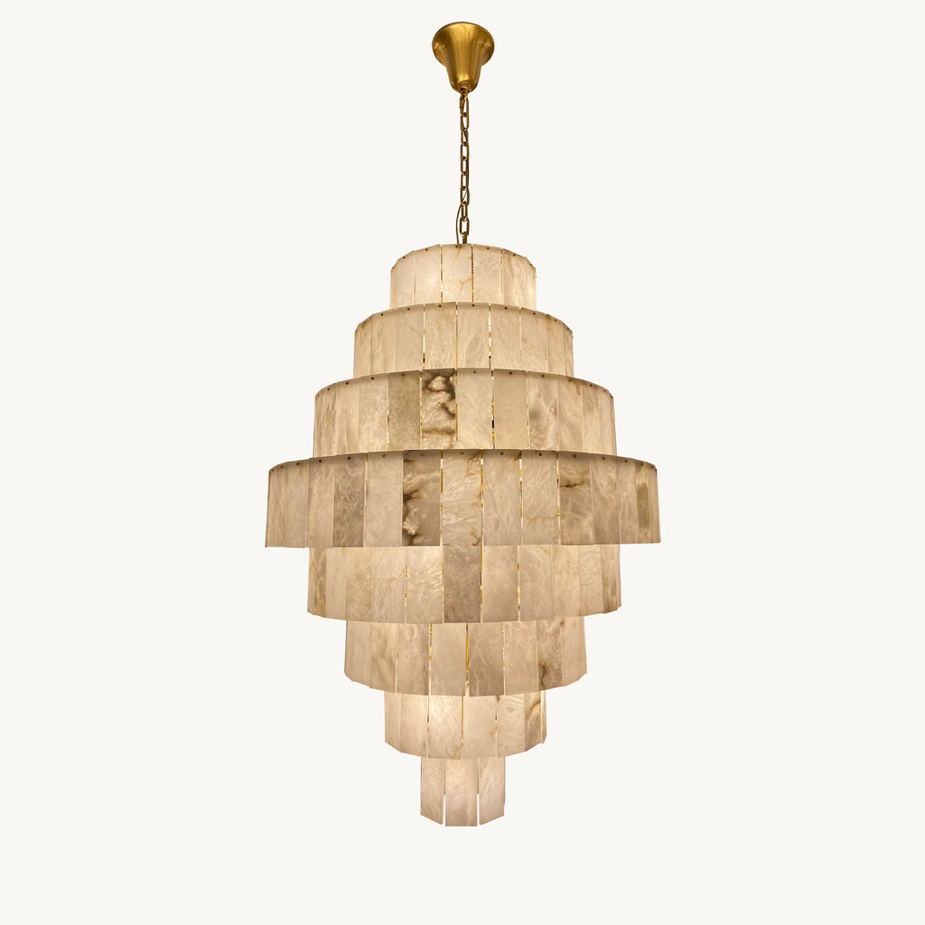 Giant Tiered Alabaster Foyer Chandelier