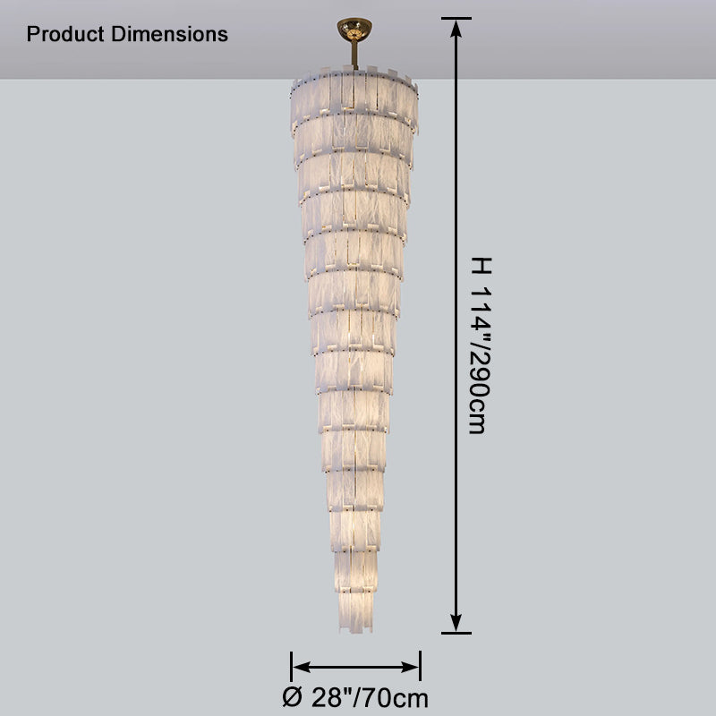 Long Cascading Alabaster Staircase Chandelier
