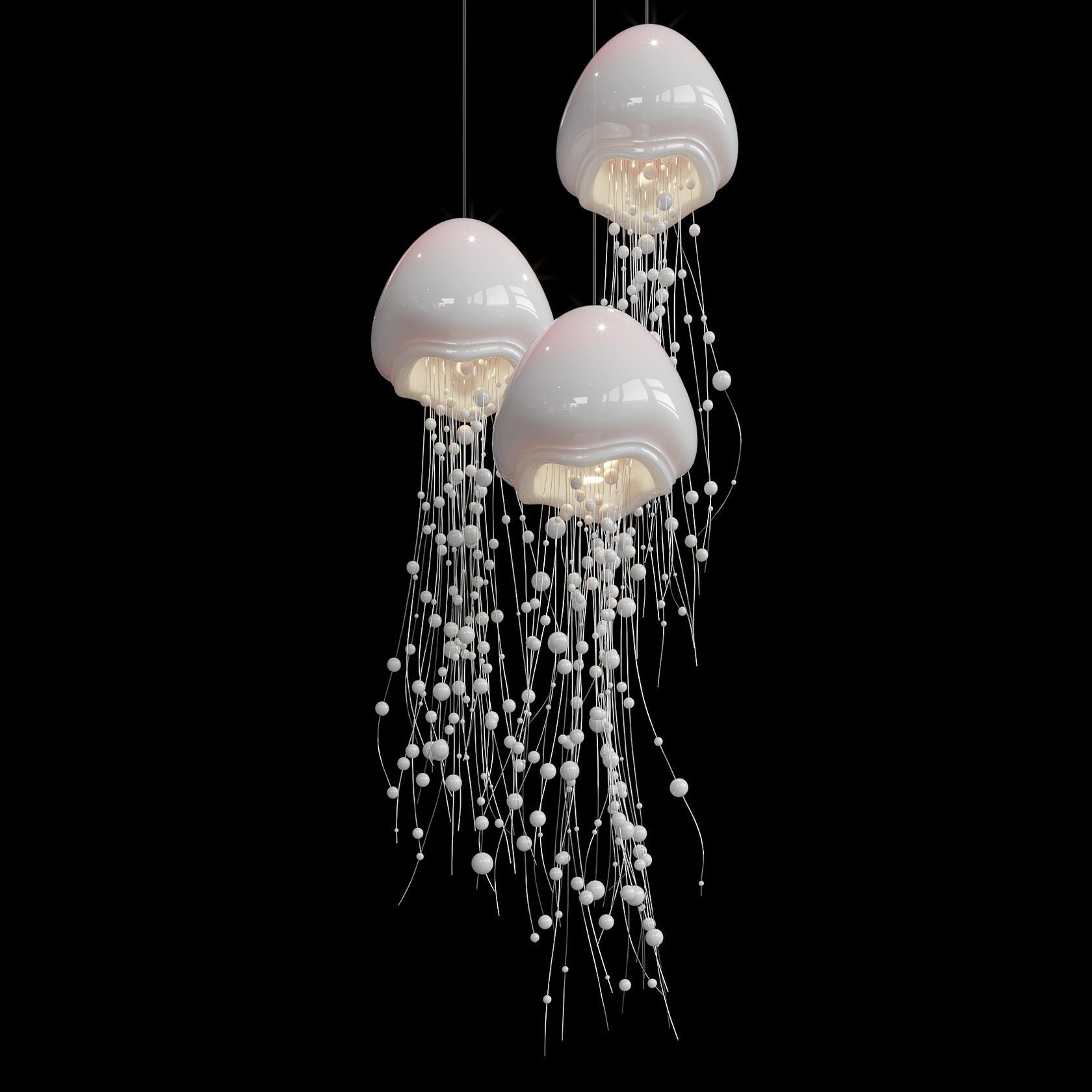 White Jellyfish Trio Chandelier