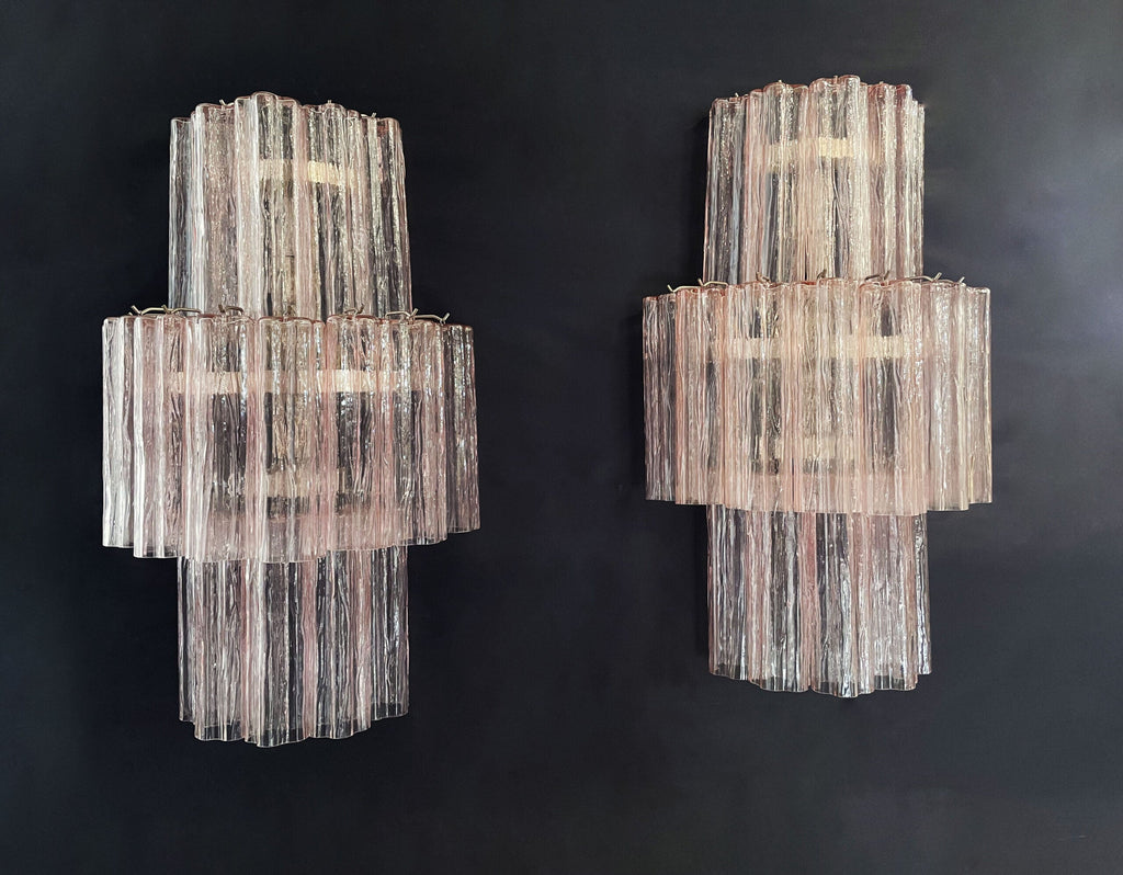 Murano Wall Lamp | 18 Pink Prism Glass | Set of 2