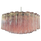 Pair Magnificent Murano Glass Chandeliers, 101 Pink Tube Glasses