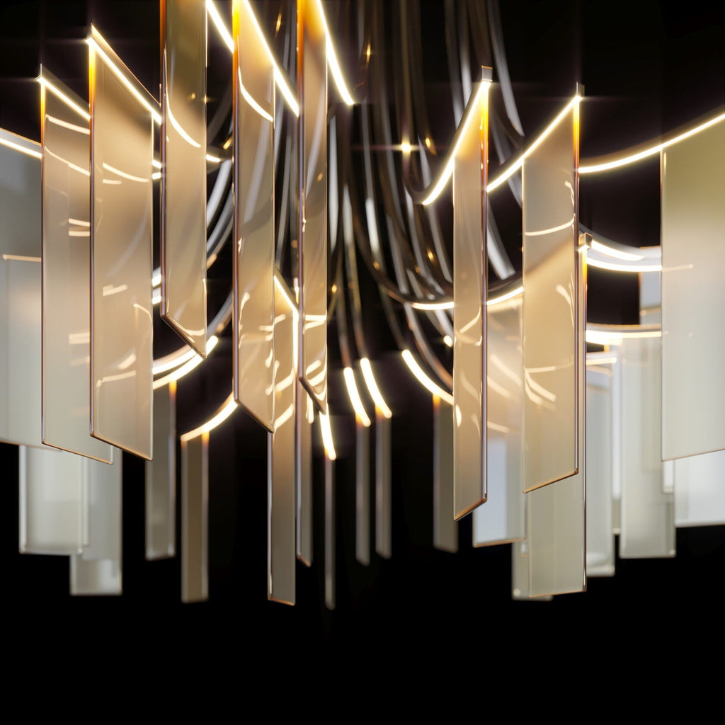 Linear Panel Cascade Chandelier