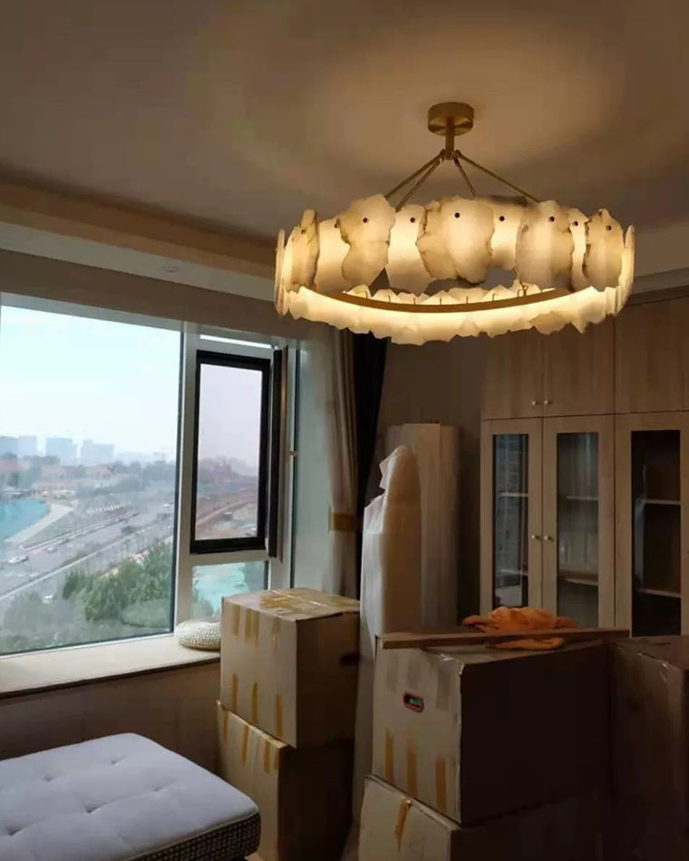 Alabaster Round Chandelier-WM2392a by Bling Lighting Studio