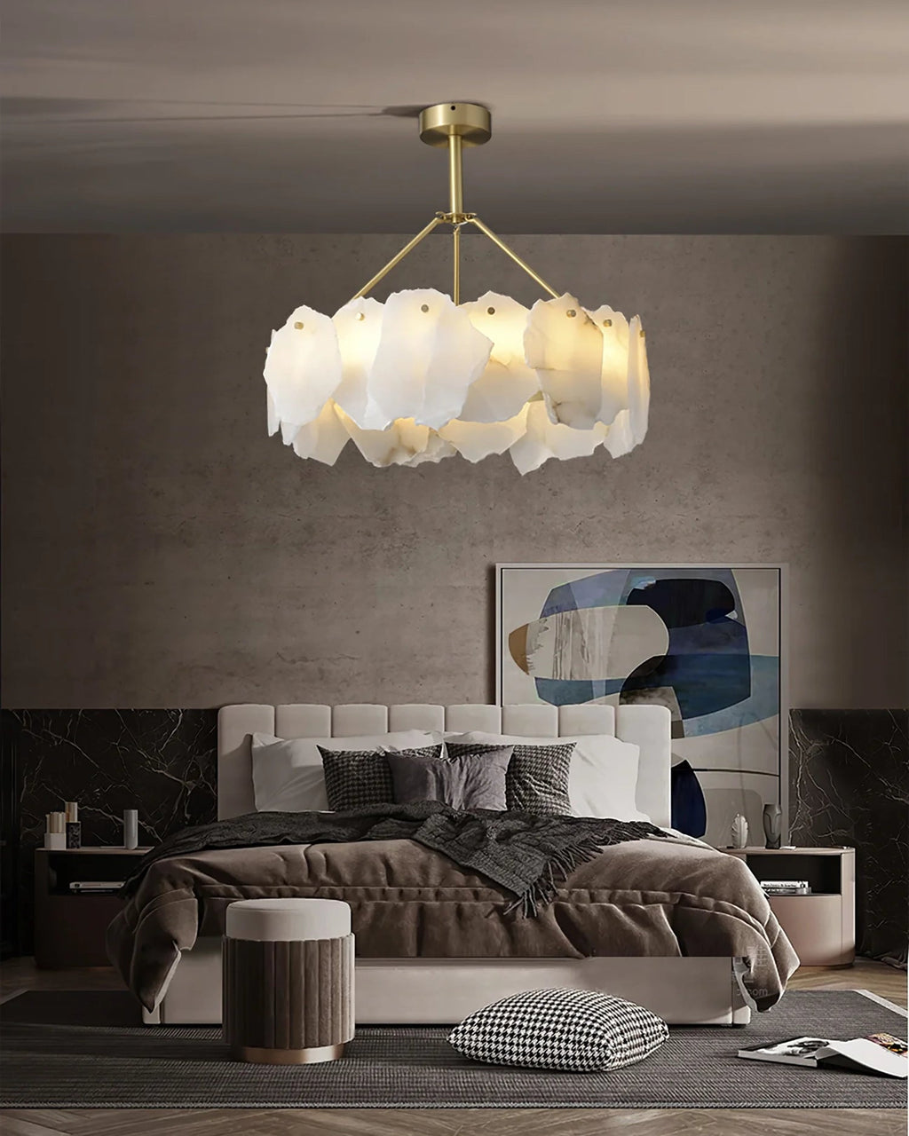 Alabaster Round Chandelier-WM2392a by Bling Lighting Studio