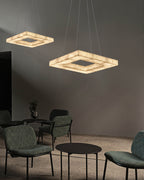 Square/Rectangle Large Alabaster Chandelier, 20" 24" 32" 40" 58" 60" 71" 79" Dia