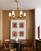 Alabaster Luxury Moonshade Brass Chandelier for dining room
