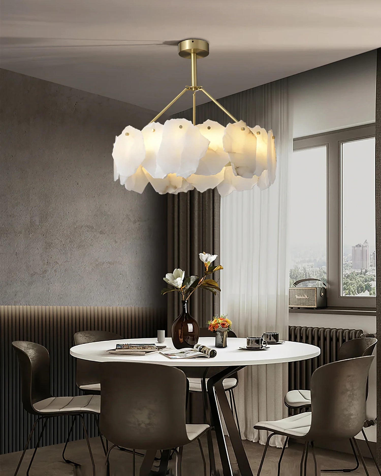 Alabaster Round Chandelier-WM2392a by Bling Lighting Studio