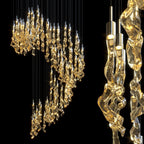 Amber Crystal Ribbon Rain Chandelier