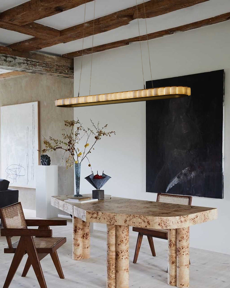Ring Alabaster Oval Chandelier for Kitchen Island by Bling Lighting Studio