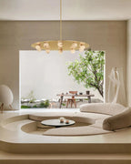 Alabaster Globes LED Disc Pendant Light in Lacquered Brass/Black Stainless Frame