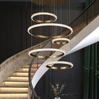 Staircase Quartz Modern Crystal Ring Chandelier by Bling Lighting Studio
