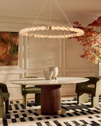 Modern Pearl Alabaster Necklace Circle Triple Chandelier with Dia 60+80+100cm by Bling Lighting Studio