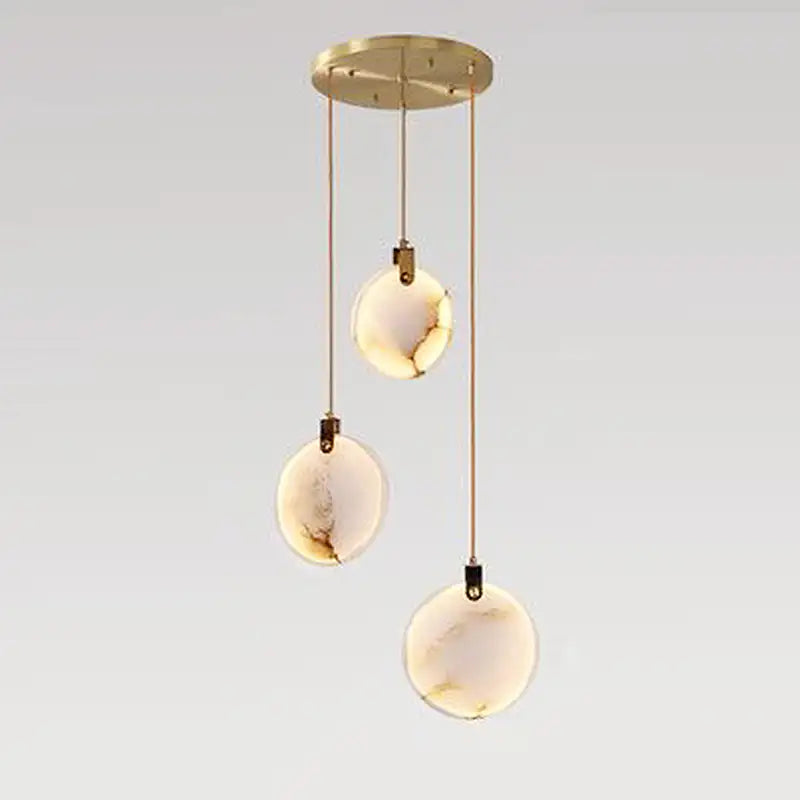 Moonshade Alabaster Disc Stairwell Lighting Chandelier