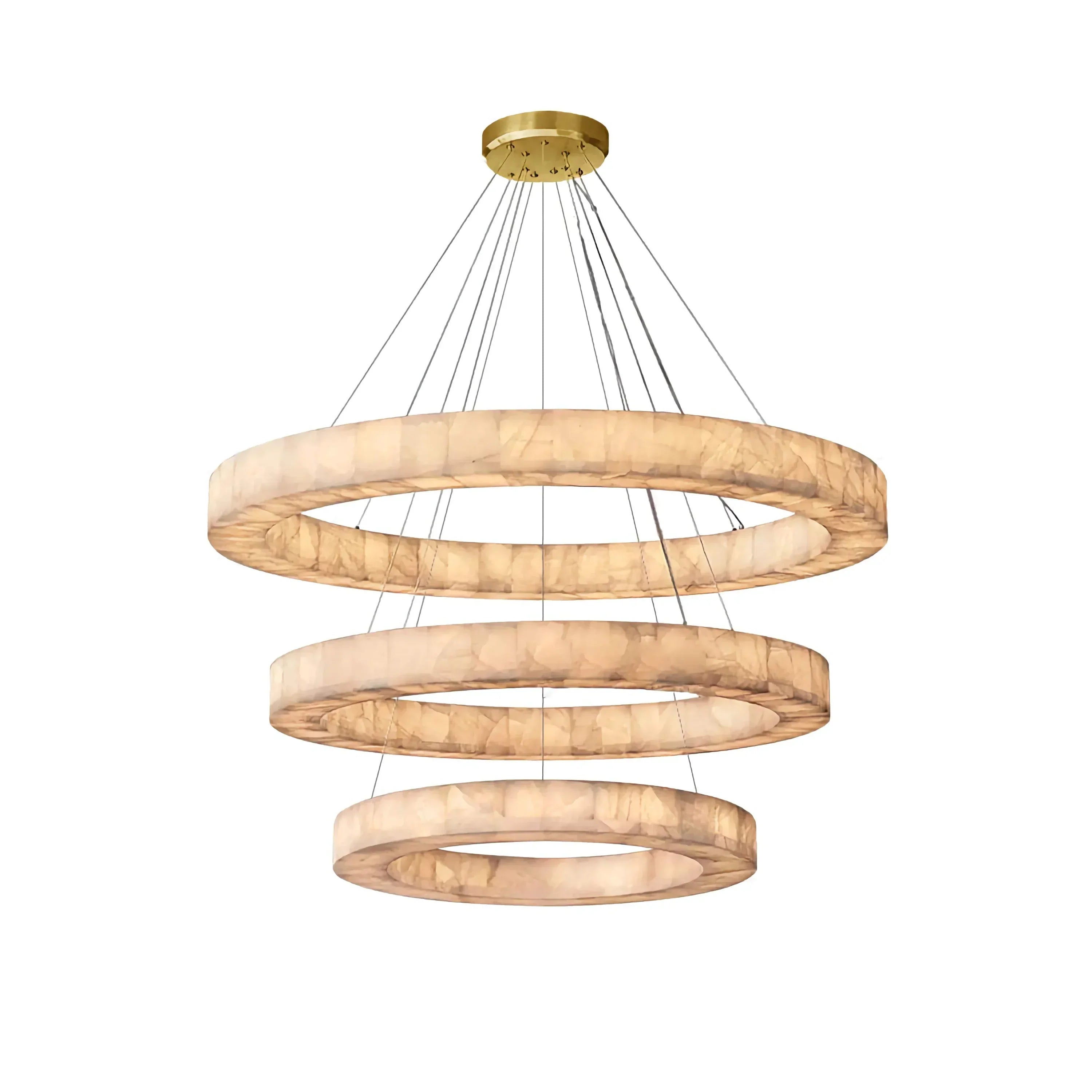 Olyra 3-Tier Round Alabaster Chandelier detail view