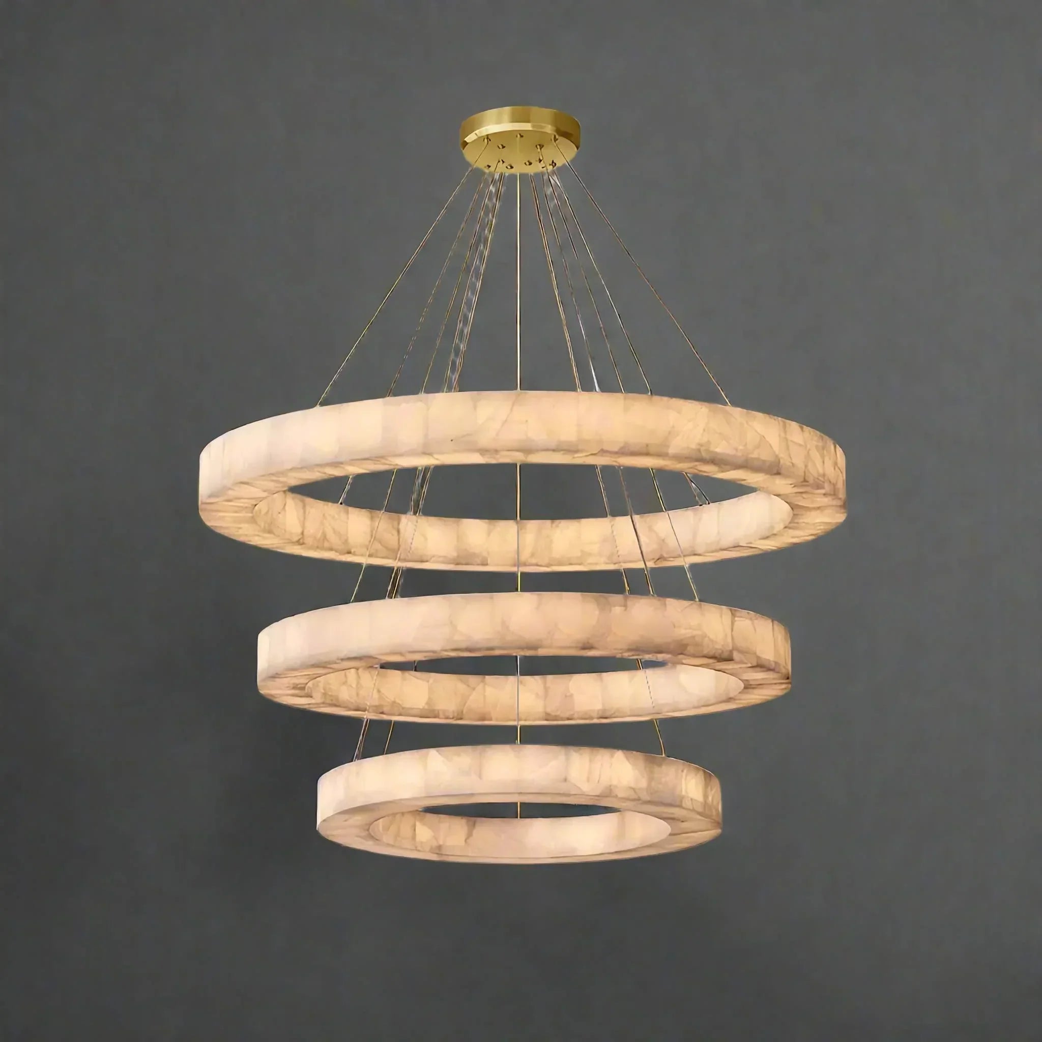 Olyra 3-Tier Round Alabaster Chandelier material and finish detail