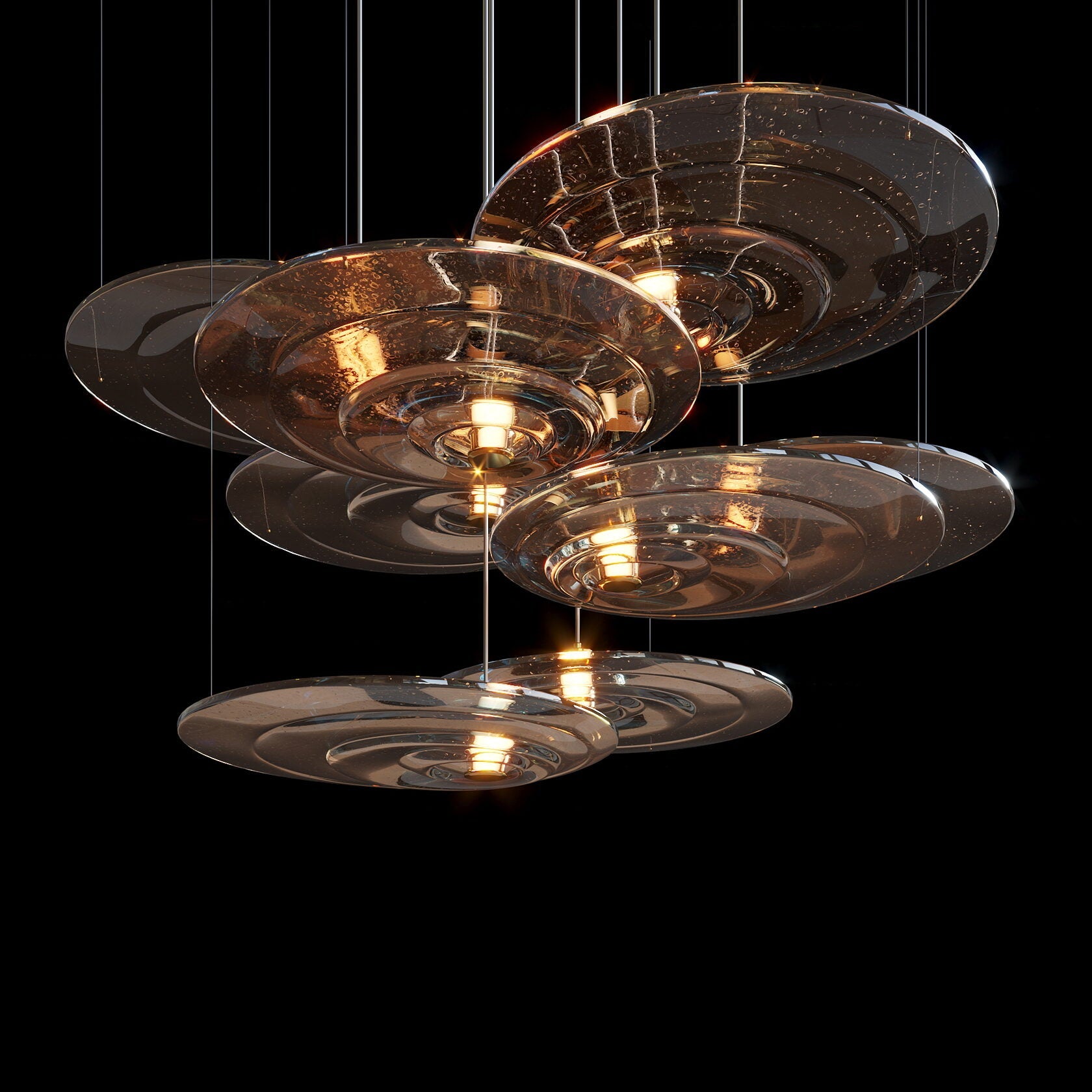 Amber Saucer Drift Chandelier