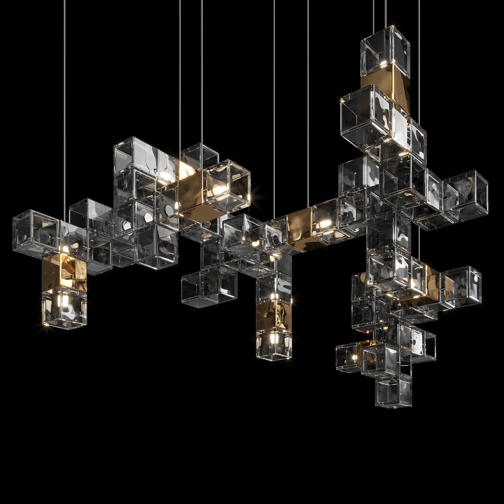 Smoke Cube Grid Chandelier