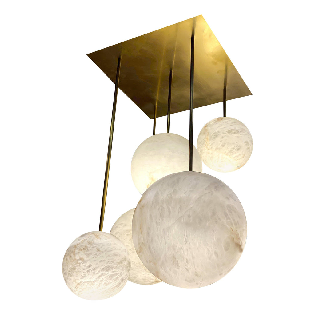 Galaxy Contemporary Italian Alabaster Globe Chandelier by Bling Lighting Studio