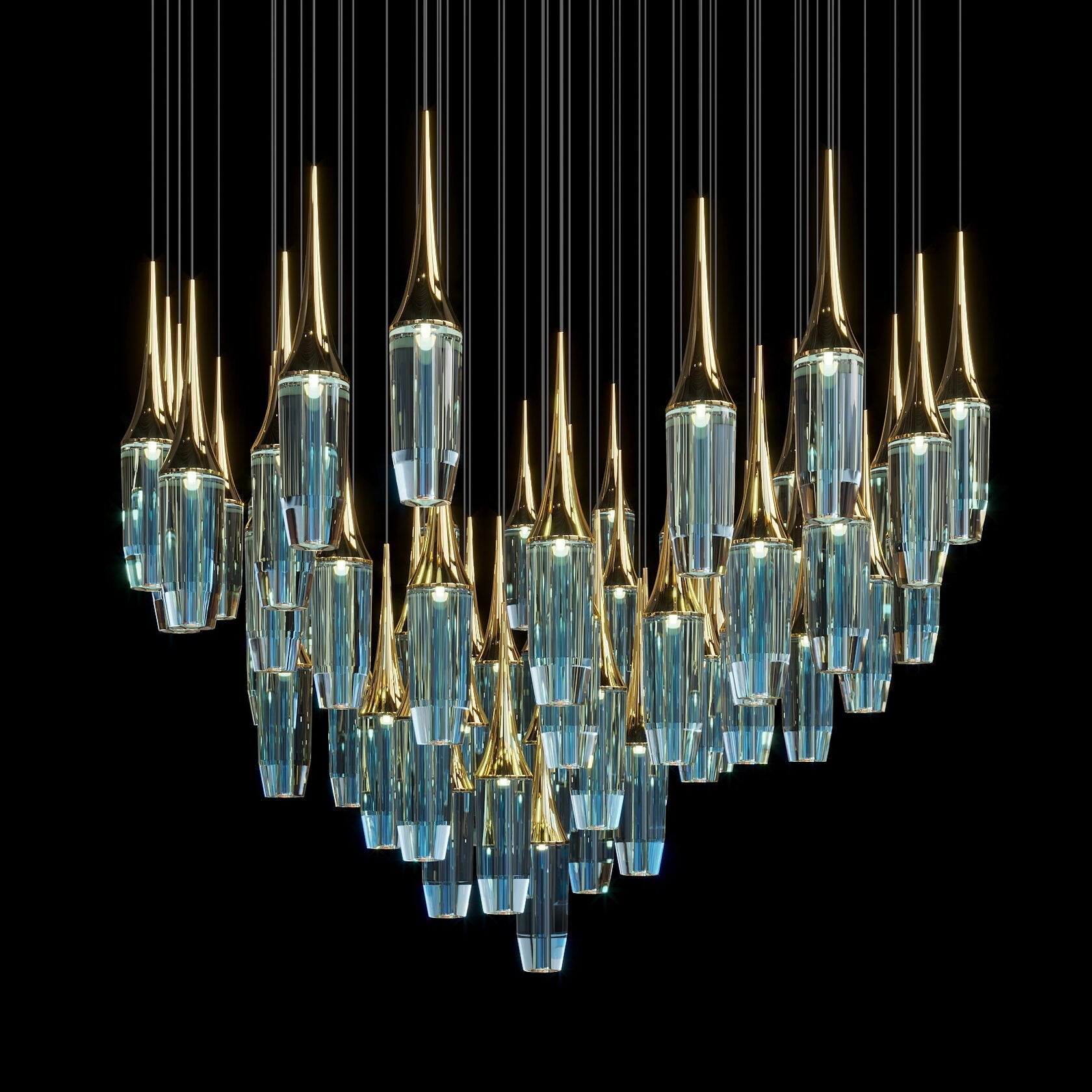 Aqua Crystal Spire Chandelier