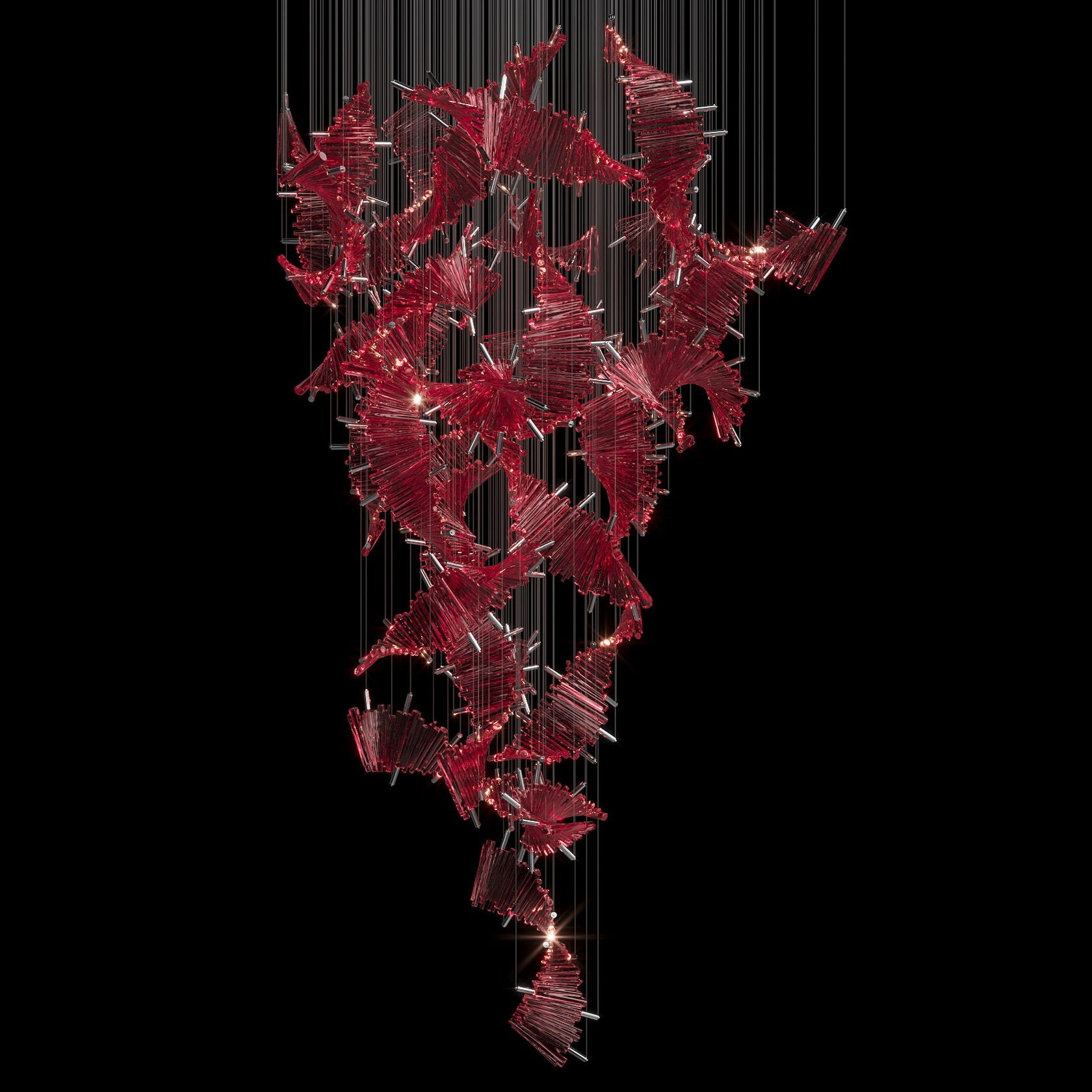 Crimson Fan Wave Chandelier