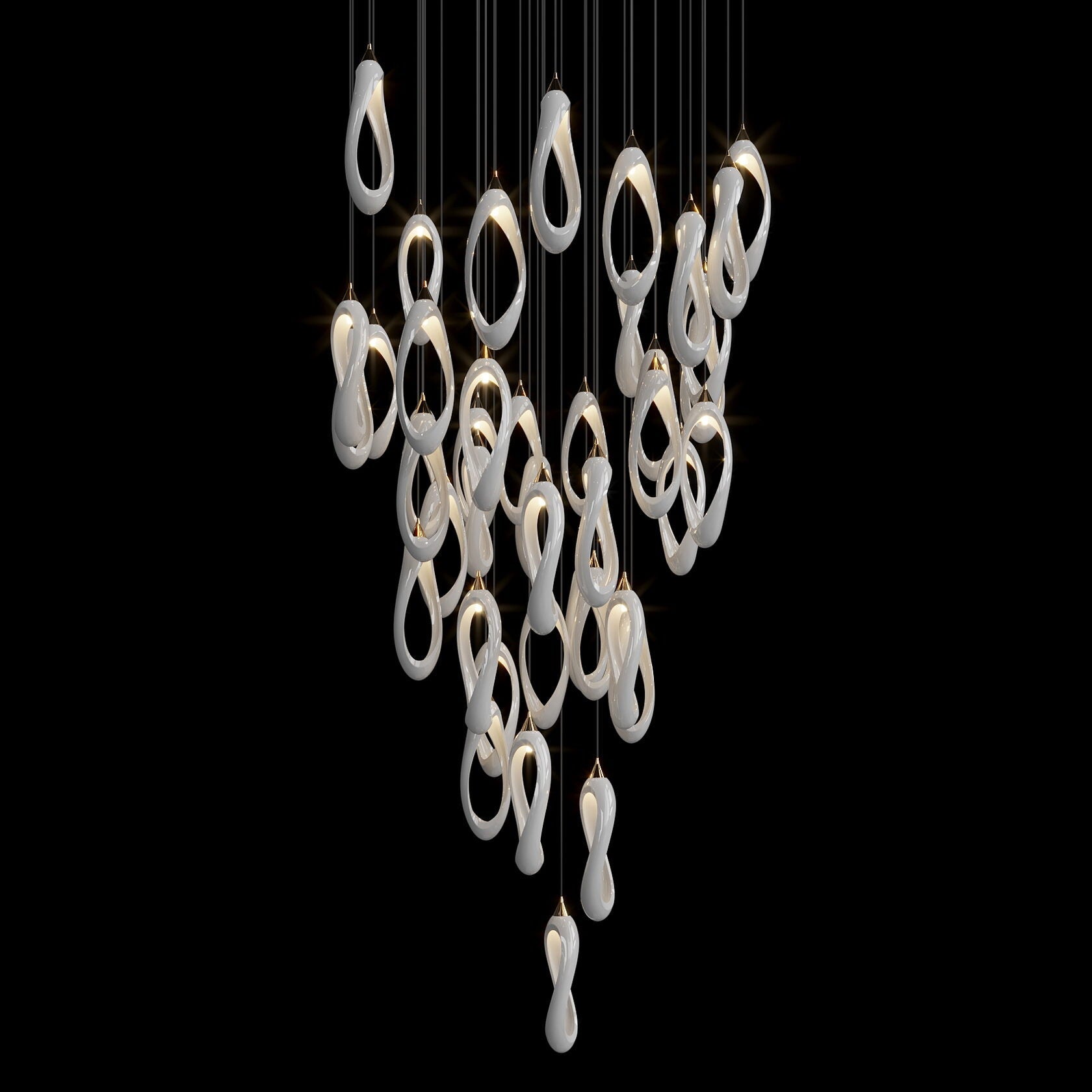 White Ribbon Loop Chandelier