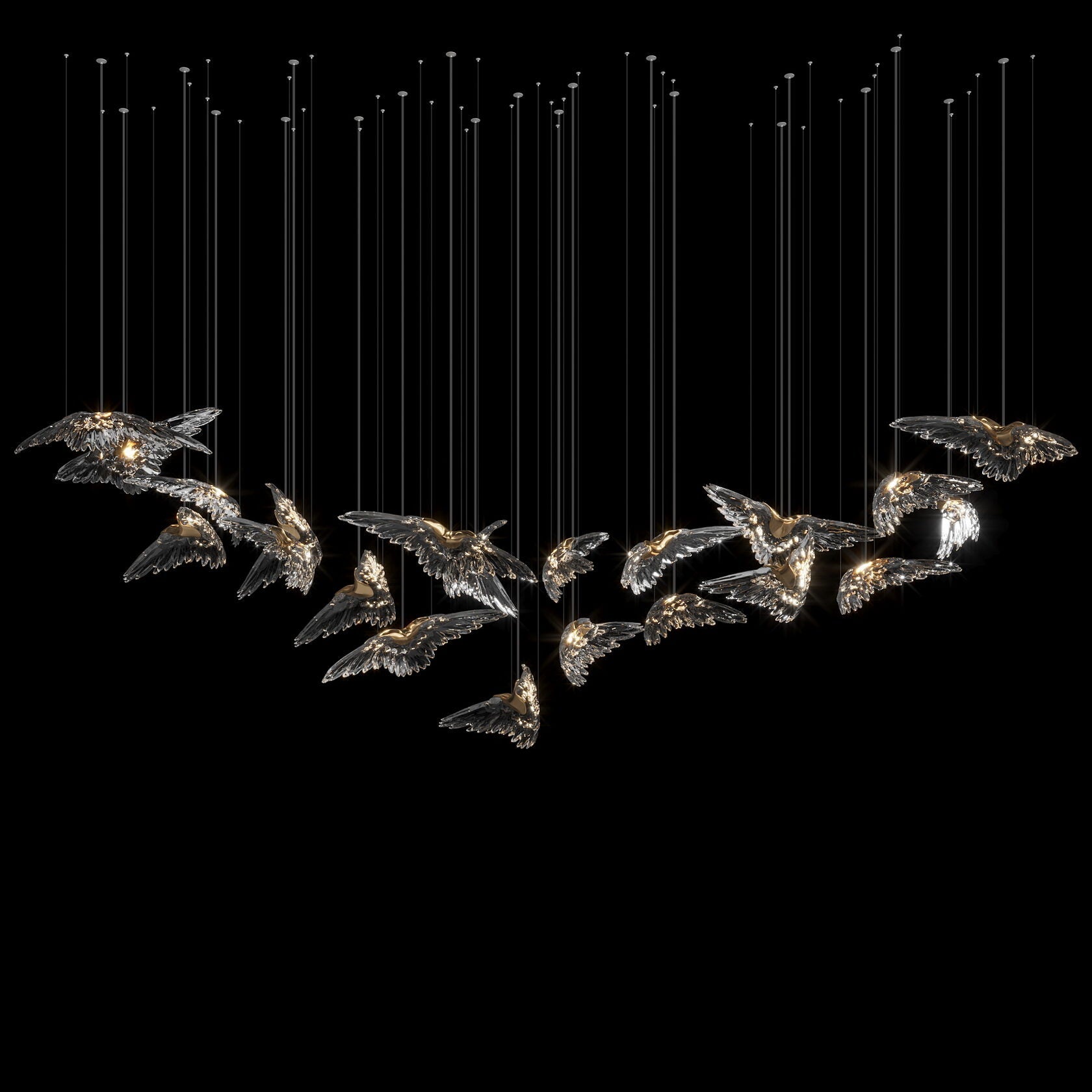 Crystal Heron Flight Chandelier