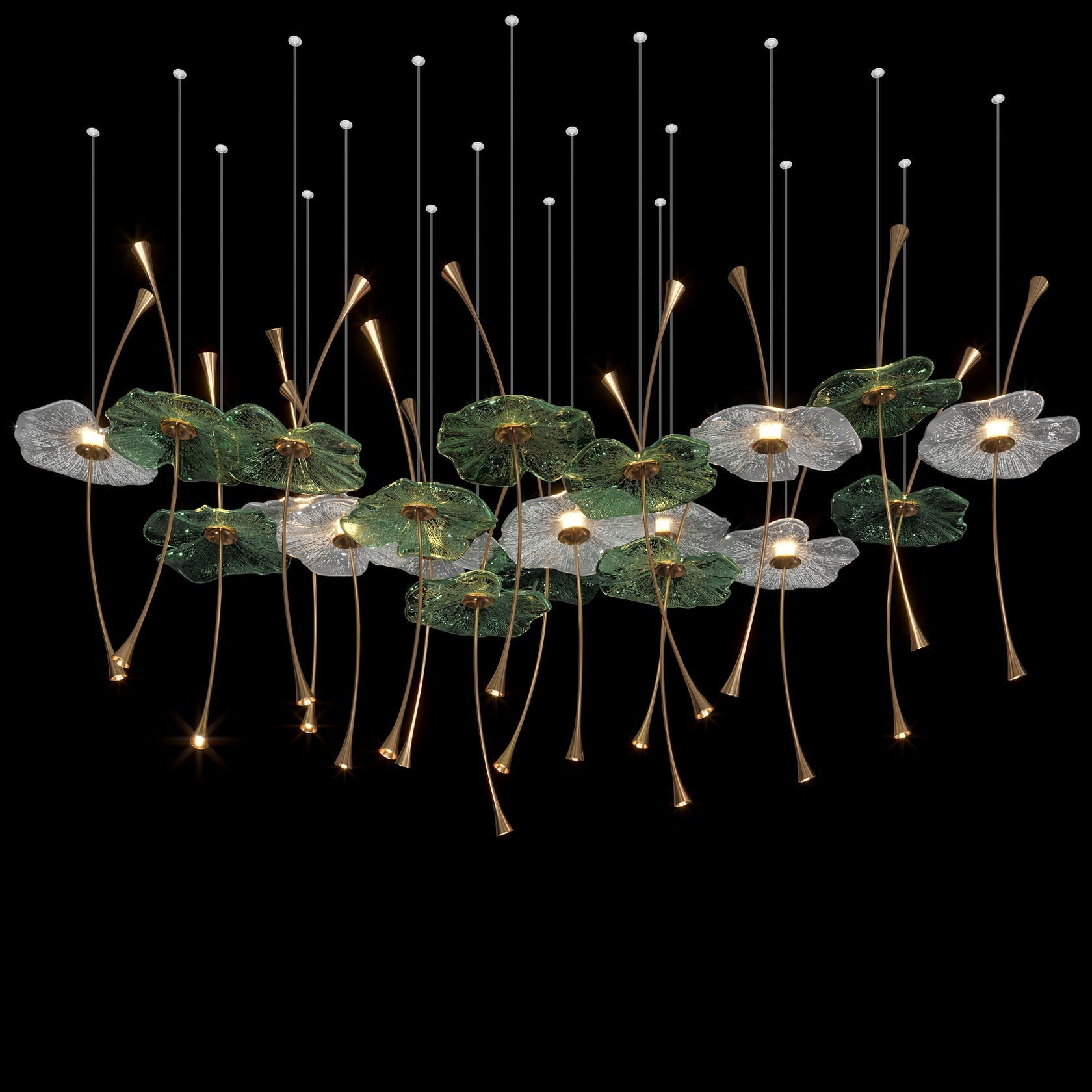Glass Lotus Pond Chandelier