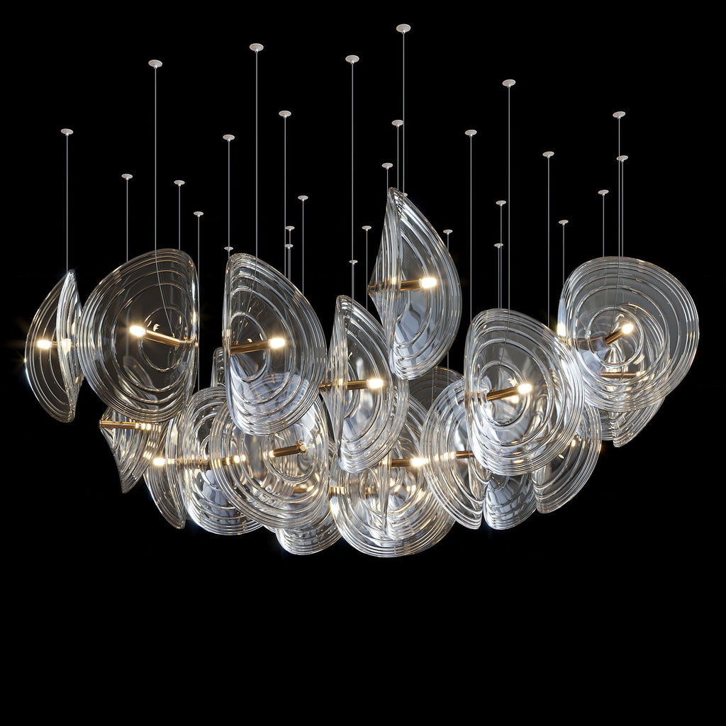 Clear Ripple Disc Cluster Chandelier
