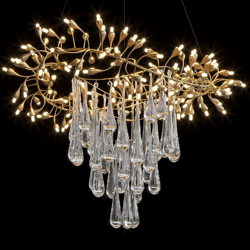 Olive Leaf Rain Chandelier