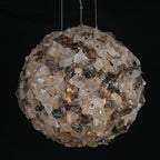 Modern Clear & Smoky Rock Crystal Ball Pendant Light by Bling Lighting Studio