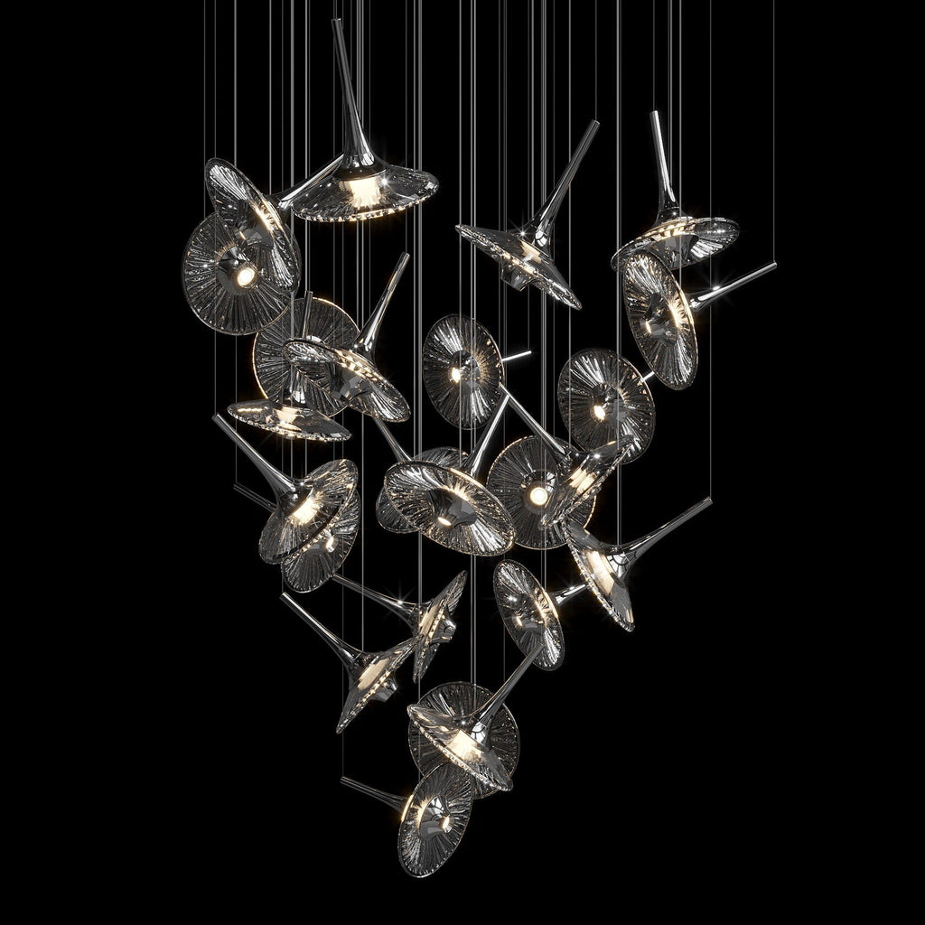 Smoke Saucer Cluster Chandelier