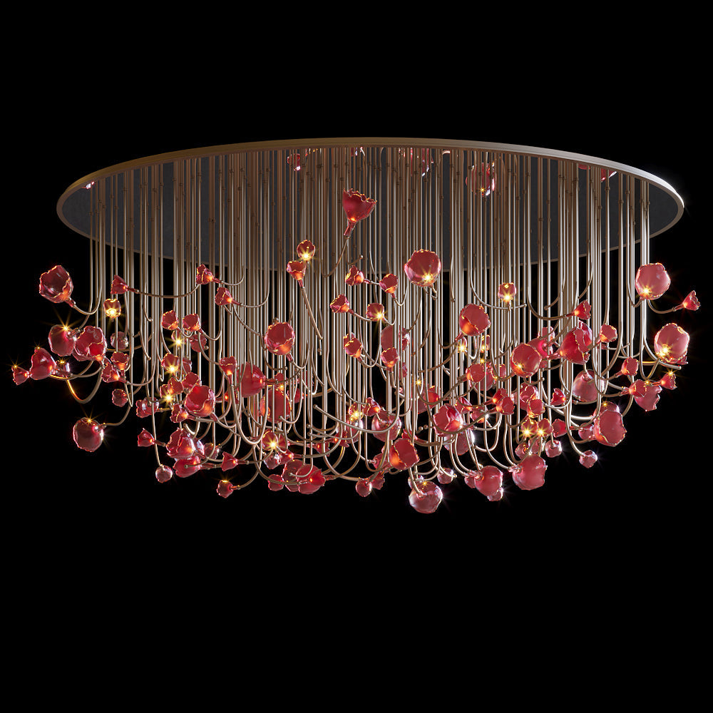 Crimson Tulip Fringe Chandelier