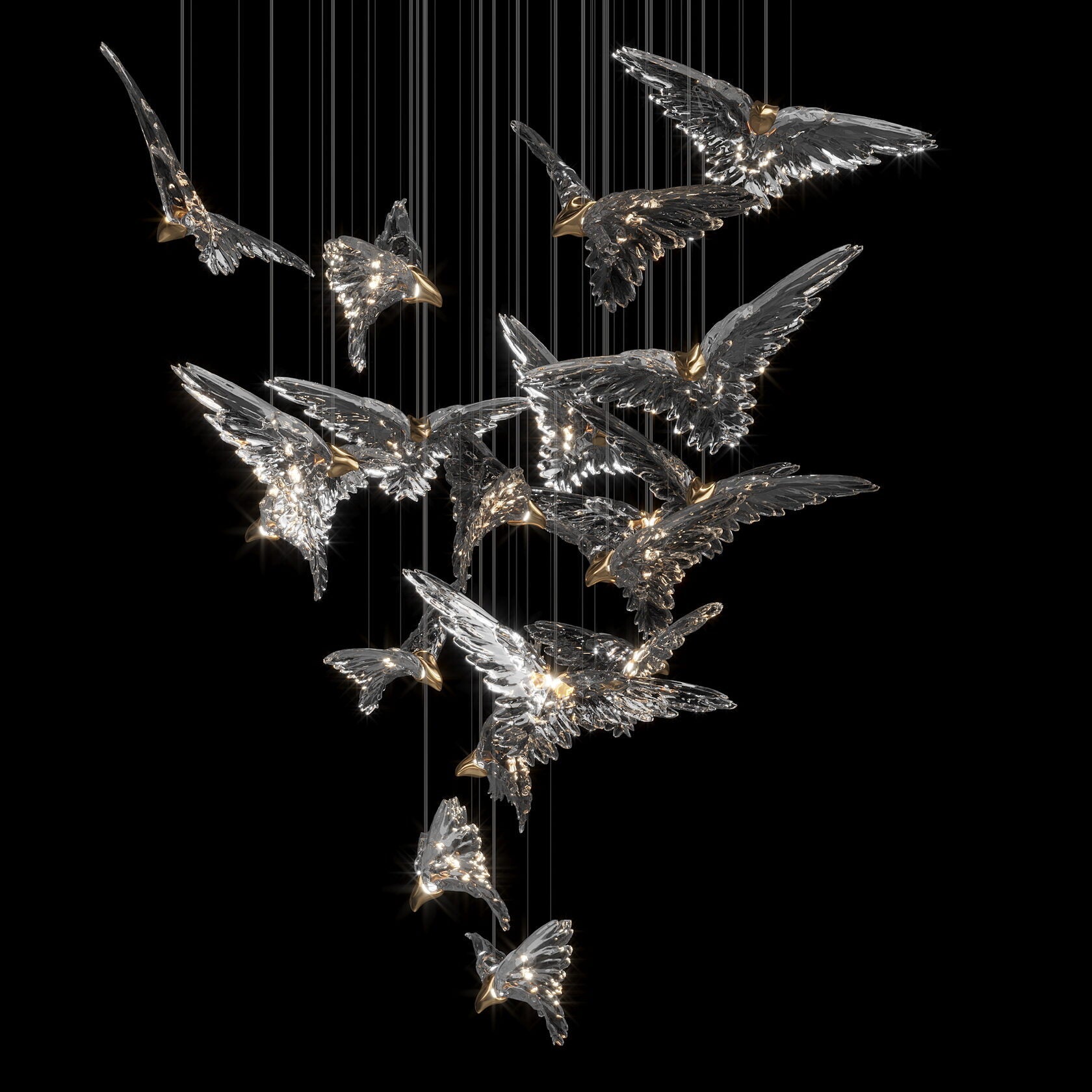Crystal Bird Flock Chandelier