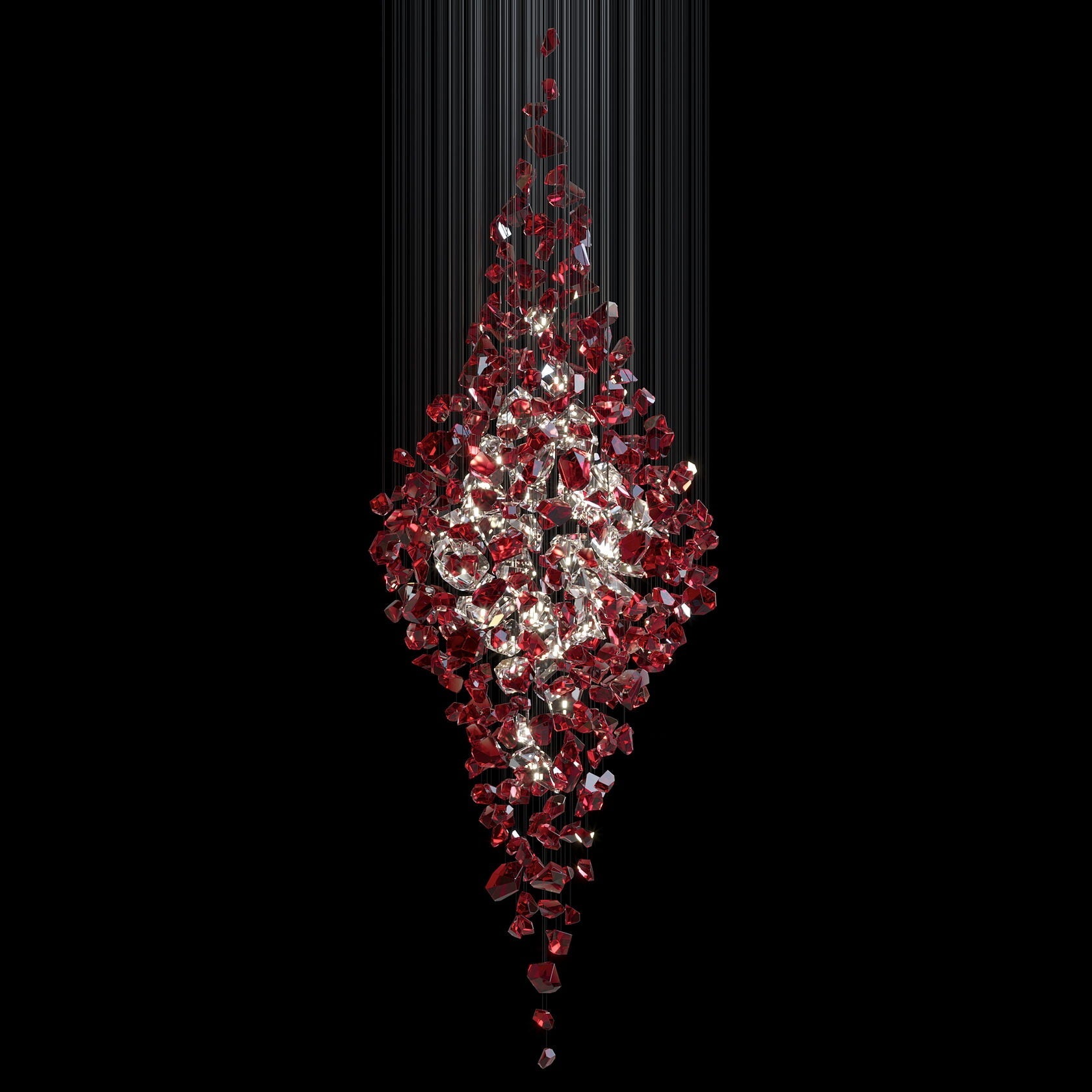 Crimson Crystal Scatter Chandelier